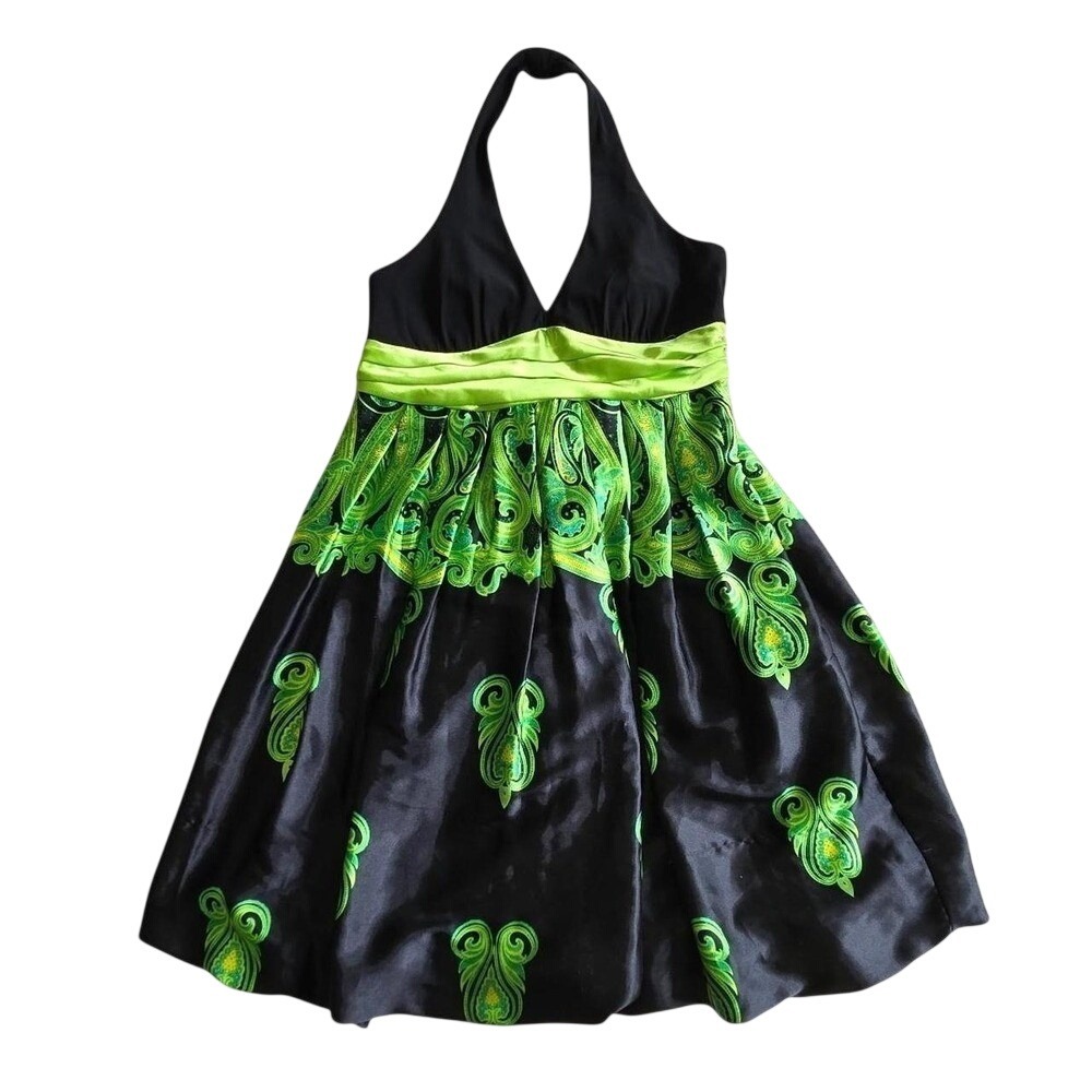 Jodi Kristopher y2k Halter Bubble Party Mini Formal Dress Hoco Prom Dance Satin